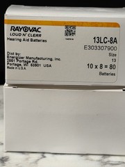 18 Packs of 8 Ray O Vac Loud & Clear hearing aid batteries sz 13, Expire 9/2027