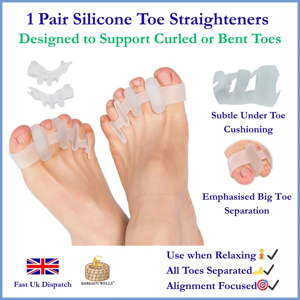 1 Pair Silicone Gel Toe Separators Straighteners Bunion Hammer Toe Correctors