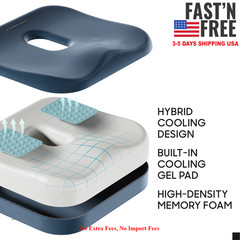 Sharper Image® Coccyx Seat Cushion Cooling Gel Memory Foam Extra Large Non-Slip