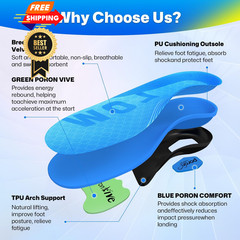 280+lbs Plantar Fasciitis High Arch M(Men’s 8-9/ Women’s 9-10)–275mm, Blue