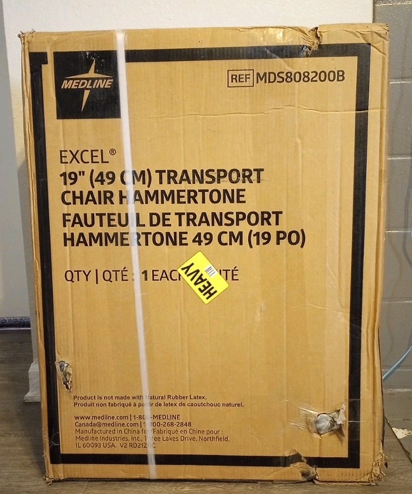 New 19in Medline Excel Wheelchair Hammertone