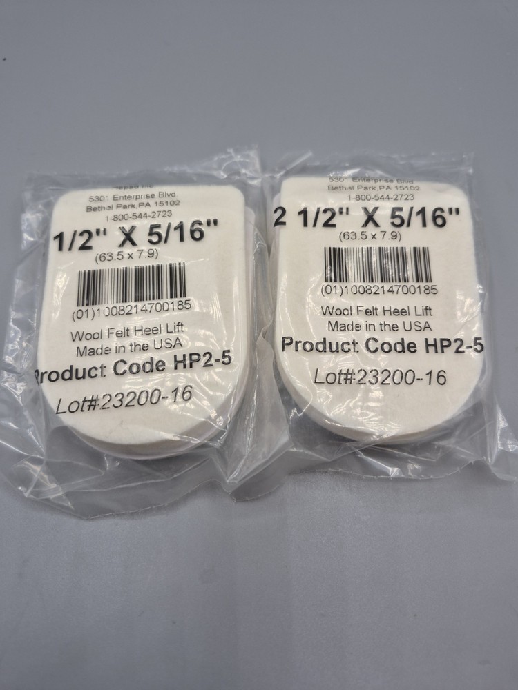 Lot of 2 Pair Wool Felt Heel Lifts 2 1/2″ x 5/16″ Hapad HP2-9 Cushion Support