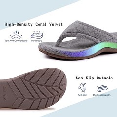 Women’s Flip Flop Slippers with Arch Support Orthotic Insole 10 Dark Grey