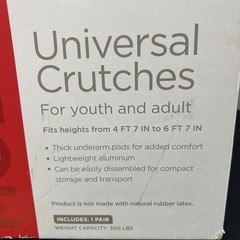 Equate Universal Crutches for Youth & Adult – Adjustable – IN BOX