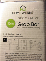 Homewerks 16 Inch Bathroom Grab Bar 1-1/4 Inch Brushed Nickel Decorative Support