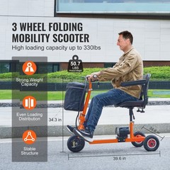 Foldable 3 Wheel Mobility Scooter for Seniors Portable Electric Powered Scooters