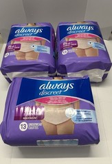39 Count Always Discreet 3XL + Incontinence Underwear Women’s