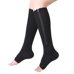 Nylon Zipper Compression Socks Support Graduated Stockings Mens Womens 20-30mmHg