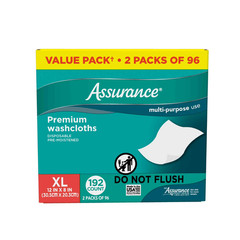 (2 pack) Assurance Disposable and Pre-Moistened Premium Extra Large Washcloths f