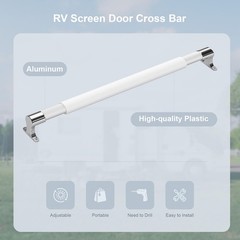 WanDwel Universal RV Screen Door Cross Bar 21.5-32 inch adjustable, White