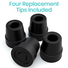 Quad Cane Tips Heavy Duty 1/2 inch Replacement Rubber Foot Black Attachment…