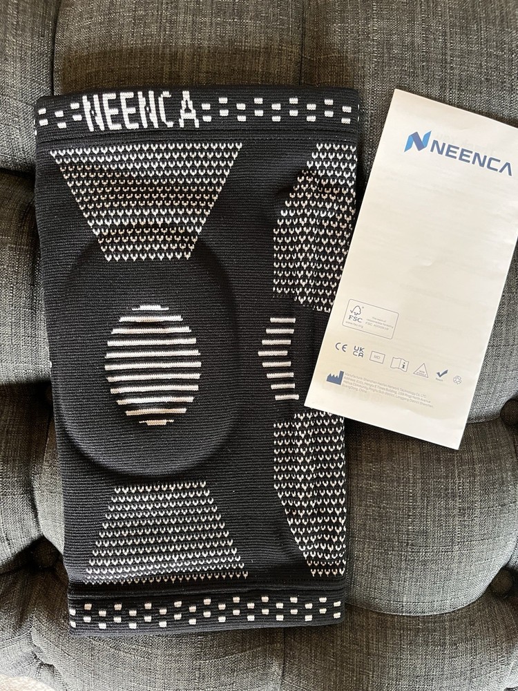 NEENCA Knee Compression Sleeve Support, Black/White, Size 2XL (1 Sleeve)