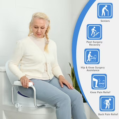 Soaids 5″ Raised Toilet Seat with Handles Padded Cushion Round 300 lb Seniors
