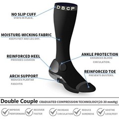 4 Pairs Compression Socks 20-30 mmHg Knee High Stockings, Large/Extra Large