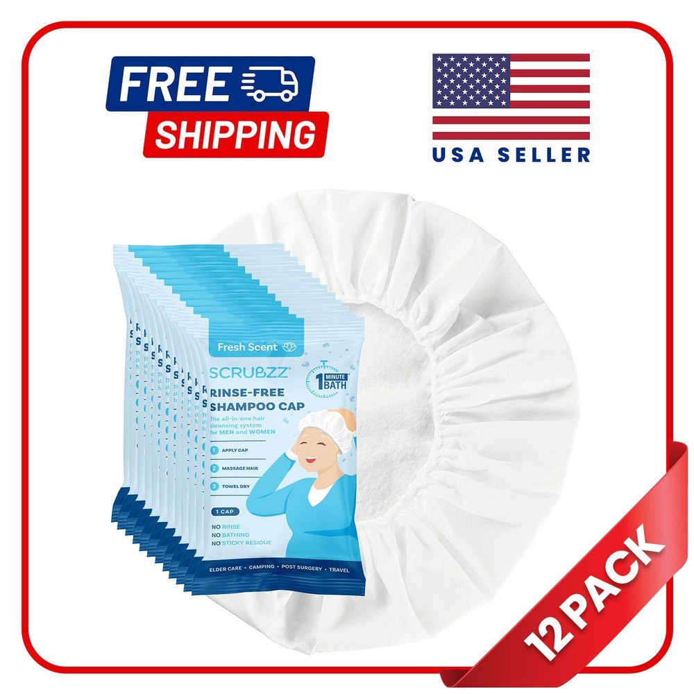 Scrubzz No Rinse Shampoo Caps – 12 Count, Fresh Scent