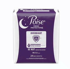 Poise Overnight Incontinence & Postpartum Pads for Bladder Leaks, 96 Count