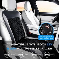 Coverado Upgraded Cooling Car Seat Cushion 8 Turbo Fans 12V-24V Ventilated Co…