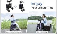 Walk Mate 3 Wheel Rollator Walker w/ Seat Foldable 8” Wheels,Red,Padded Backrest