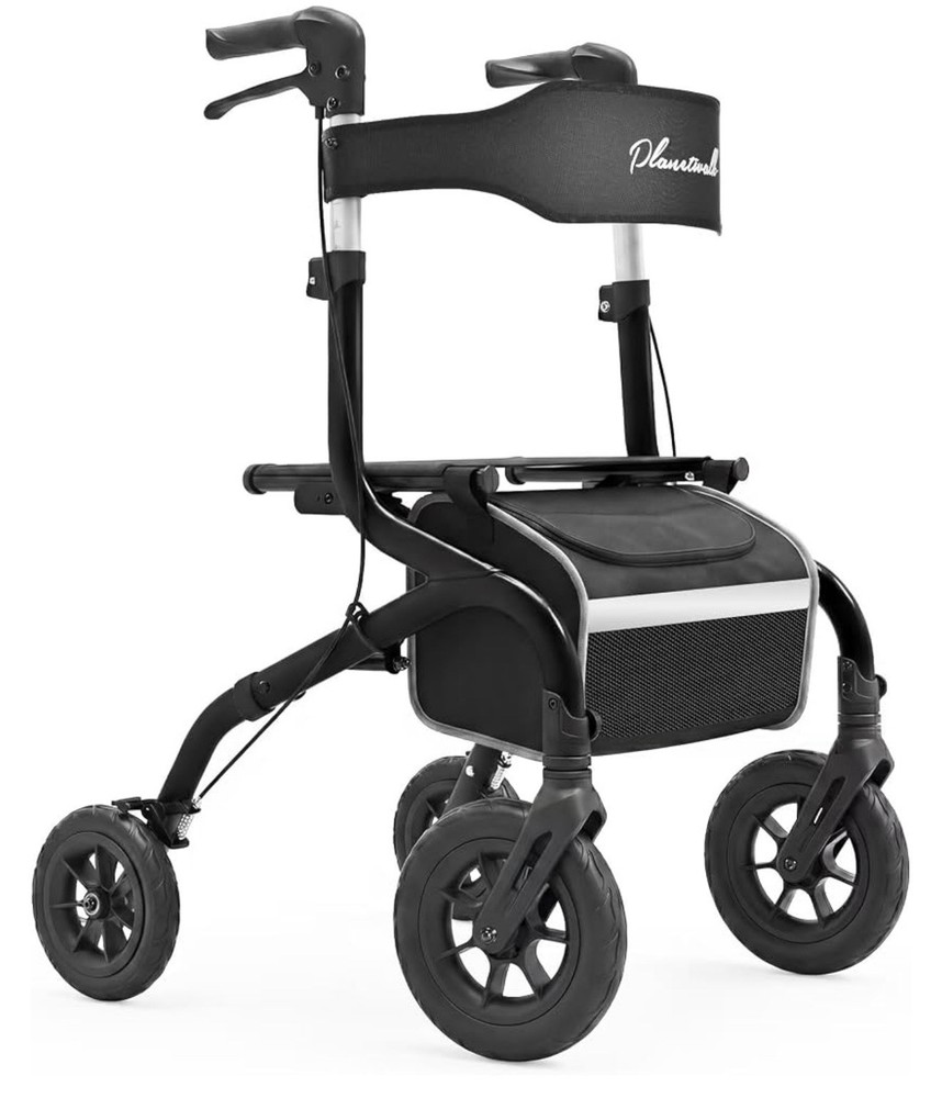 Planetwalk Super Lightweight Rollator Walker with Non-Slip Rubber Wheels