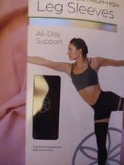 Thigh- high legs sleeves cotton/spandex. Dance. Enhance circulation. Damage box