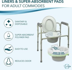 Disposable Bedside Commode Liners and Pads for Portable Toilet Chair Seat Buc…