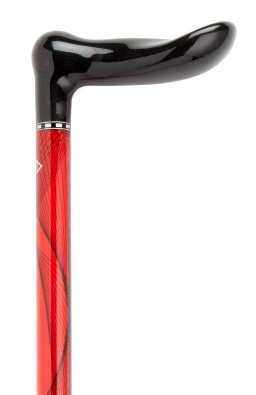 Lightweight Black Wide Handle on Red Carbon Fiber Adjustable Shaft Walking Cane
