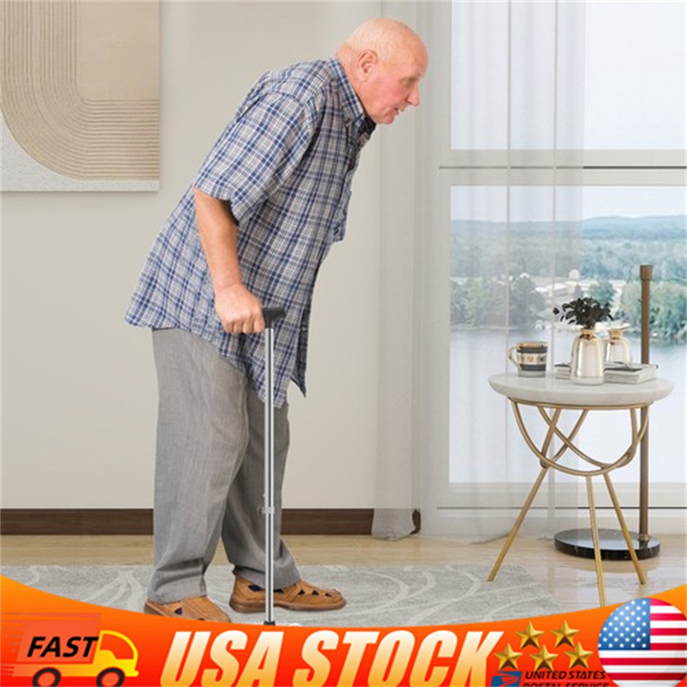 Stainless Steel Stretchable Walking Cane For Elderly Mobility Aid 9-Gear Height