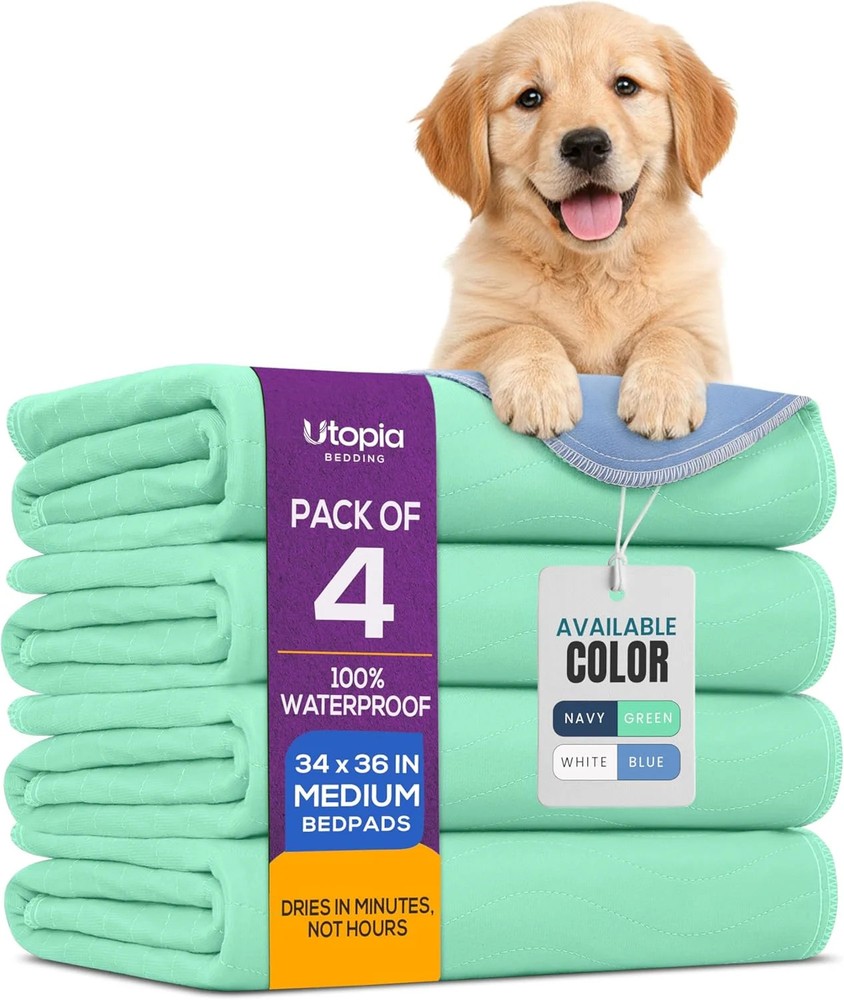 Washable Underpads 34″ X 36″ Pack of 4 Waterproof Reusable Heavy Absorb Bed Pads