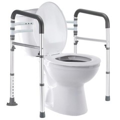 Adjustable Toilet Safety Rails with Foldable Frame Supports Up to 300 lbs