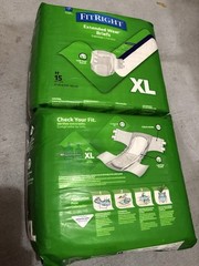 TWO (2) packages of Medline Fit right Extended Wear Briefs XL 15 Pack (30 total)
