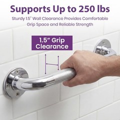 18 Inch Grab Bars for Bathtubs and Showers – Chrome Knurled Bathroom Safety R…