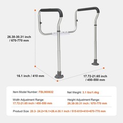 Toilet Safety Rail Adjustable Width Height Bathroom Grab Bar Handle Frame Senior