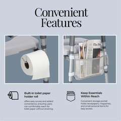Adjustable Toilet Seat Riser for Seniors – Heavy Duty, Gray, Supports 400 lbs