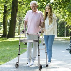 Heavy-Duty Folding 3 in 1 Stand-Assist Walker Aluminum Alloy W/ Wheel Gray