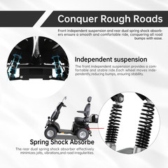 1000W Four-Wheel Mobility Scooter Heavy Duty All-Terrain Electric Scooter 600lbs