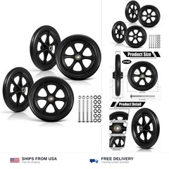 4 Pack 8 Inch Walker Wheels Replacement, Solid Wheelchair Front Wheels Anti-S…