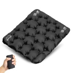 Inflatable Seat Cushion Pad for Airplane Stadium Car Hiking & Office Black NEW