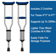 Muletas plegables aluminio ligeras con almohadilla ajuste altura universal