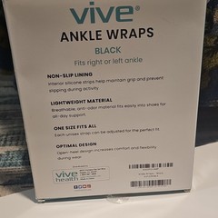 VIVE Ankle Wraps Black One Size Non-slip Lightweight Adjustable Compression