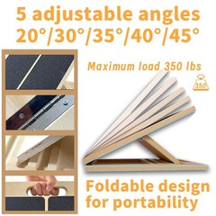 Adjustable 16.5″×12″ Wooden Slant Board – 5-Angle Foldable Natural wood color