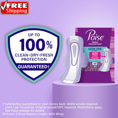 Poise Ultra Thin Incontinence & Postpartum Pads with Wings for Bladder Leaks, 4