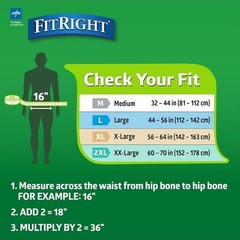 FitRight Adult Diapers, Extra+ Heavy Absorbency, L (Waist Size 44in-56in), 80…