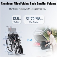 Yuwell H062C Folding Transport Manual Wheelchair Armrest Portable for Elderly