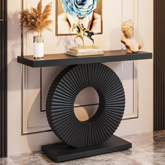 Tribesigns Modern Console Table Geometric Base 40 Inch Wood Entryway Table Sofa