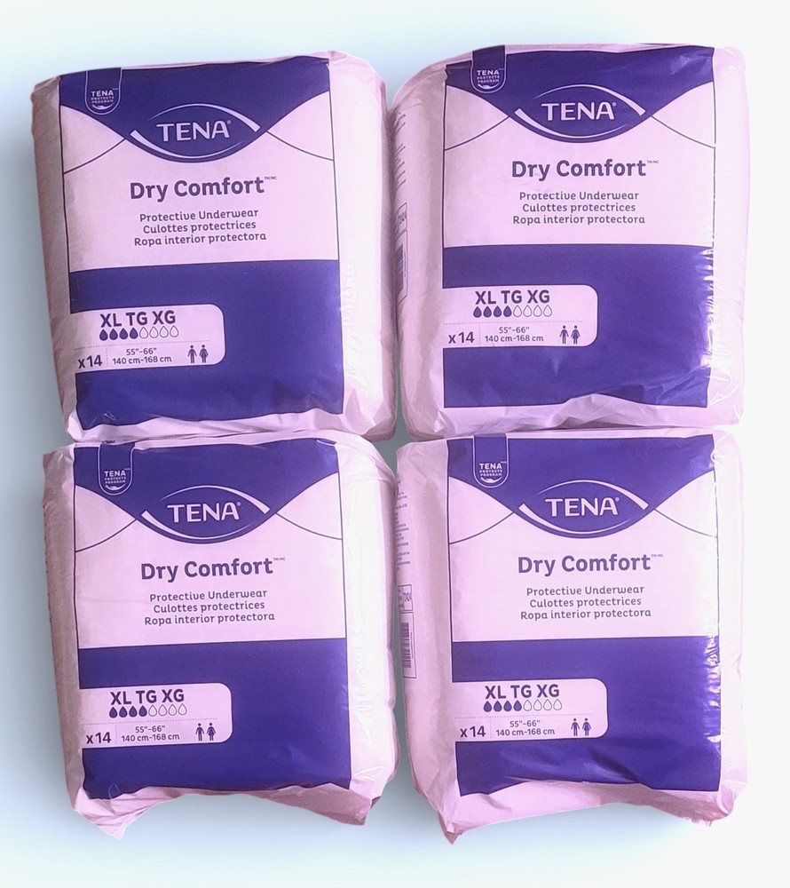 TENA Dry Comfort Protective Underwear XL 55-66 New Sealed/4 Packs Of 14
