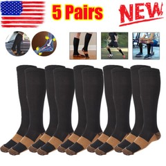 5 Pairs Copper Compression Socks 20-30mmHg Graduated Support Mens Womens S/M-XXL