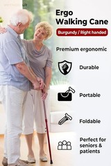 Sturdy Foldable Walking Cane – Burgundy, Duralumin, Right-Handed Ergonomic Grip