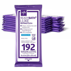 ReadyBath LUXE Antibacterial Bath Wipes Hypoallergenic Unscented 8 x 8 Inch,