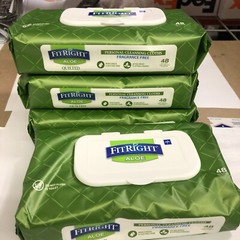 4 Pack FitRigth Aloe Quilted Cleansing Cloth Adult Wipe 4x48pcs
