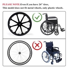 Wheelchair Rear Wheel Replacement Tire, 24 „X 1“ Universal 24×1.00R6, Black